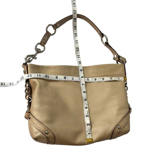 Coach Carly Hobo Bag Cream Silver Leather Shoulder Bag Metallic F15251 - Picture 12 of 14